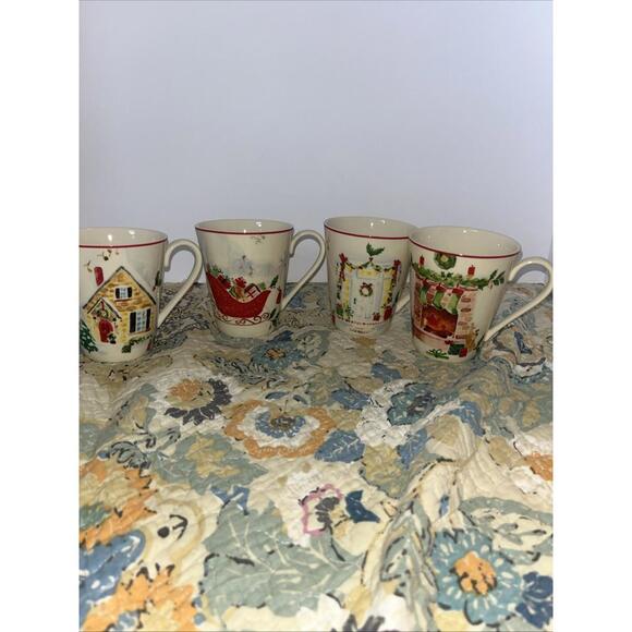 4‎ Lenox Americican By Design Tea Coffee Cups Holiday Christmas Mug Porcelain - Picture 1 of 9